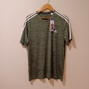 NWT Adidas Shirt Men's L AeroReady PrimeGreen Active Green 3 Stripe Performance